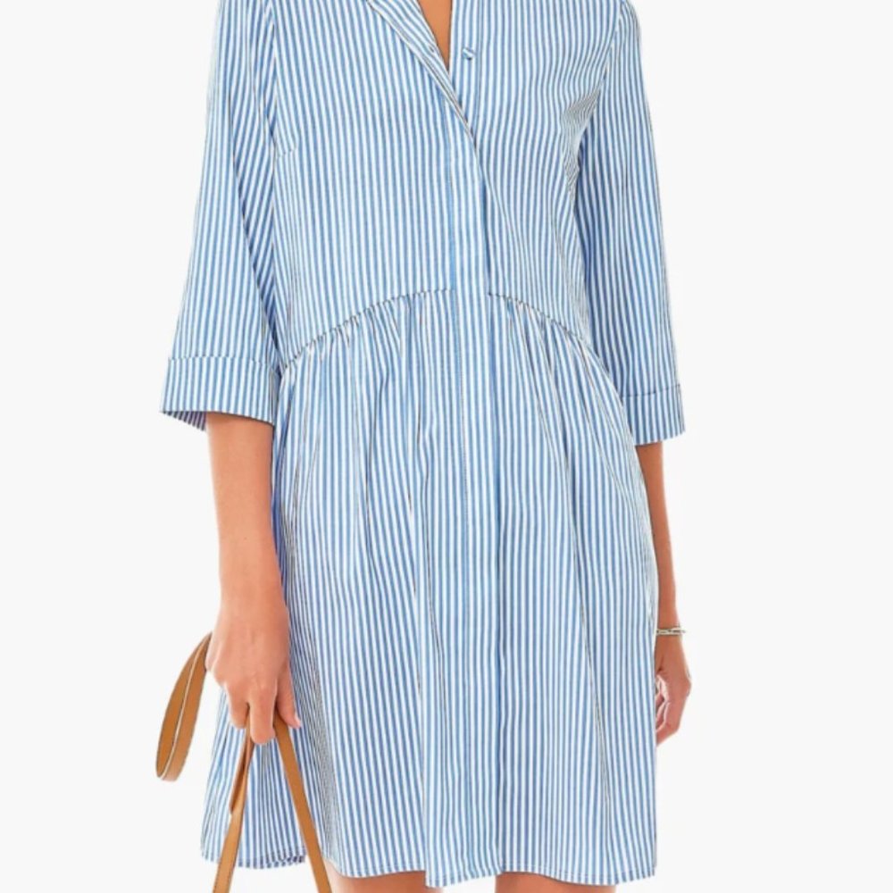 Tuckernuck Blue Stripe Royal Shirt Dress, Size L, New Without Tags